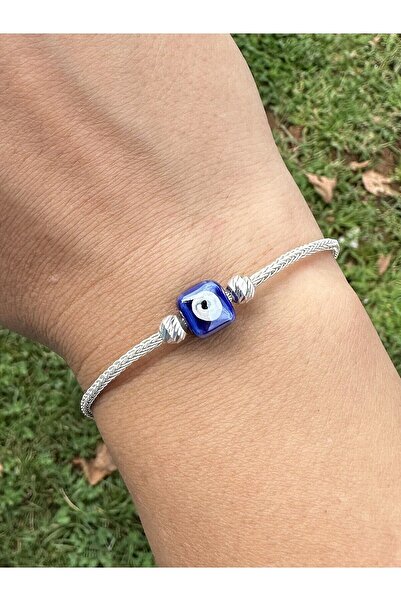 KAZZAZE Gümüş Kazaziye Nazar Boncuklu ve Dorika Detaylı Bileklik