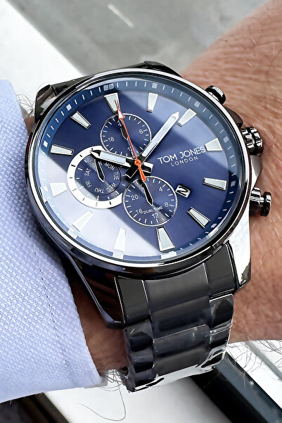 Tom Jones Smoke Colored 3 Atm Waterproof Men's Wrist Watch - Steel Cord Bracelet Cbk59