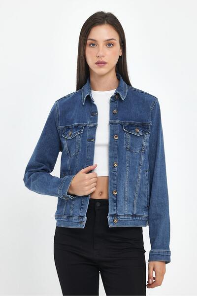 VENA Ally Dark Blue Slim Fit Jean Jacket - Dark Blue