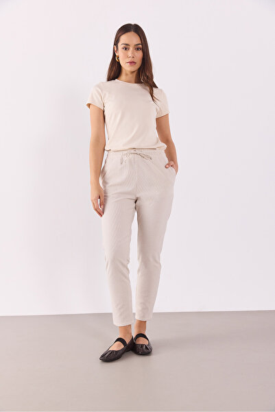 VENA Rachel Bisiklet Yaka Slim Fit Basic Tişört - TAŞ