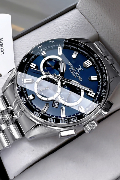 Daniel Klein Special Boxed Men's Wristwatch 3 Atm Waterproof Silver Color Steel Cord Bracelet Elg627