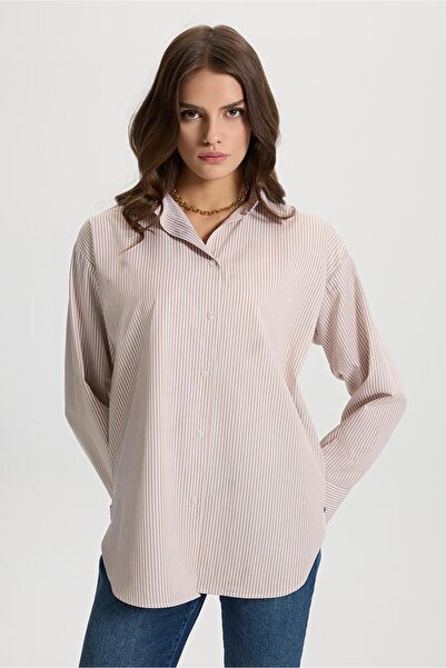 VENA Rose Regular Fit Çizgili Gömlek-Taş Çizgili