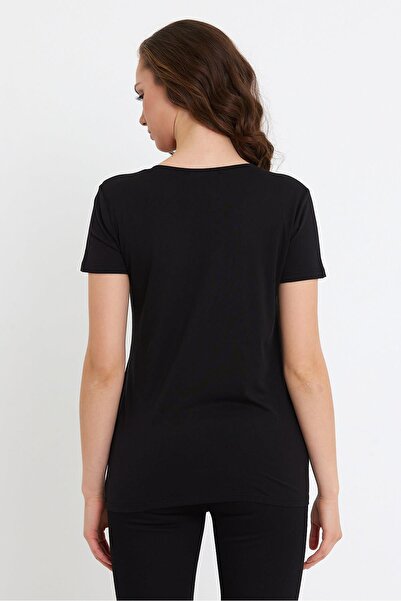 VENA Μπλουζάκι Boyfriend V-Neck Regular Fit (Modal) - Μαύρο