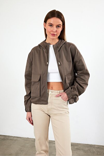 VENA Μεγγι μπουφάν με κουκούλα-χακί