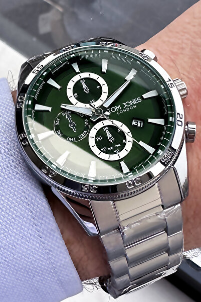 Tom Jones Men's Wristwatch 3 Atm Waterproof Silver Color Steel Cord + Bracelet Gift TJEG2040C3