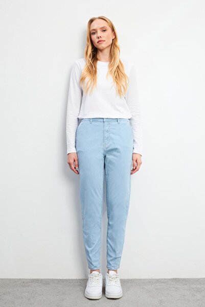 VENA Pantaloni Norah Sky Blue din denim cu talie elastică-Sky Blue