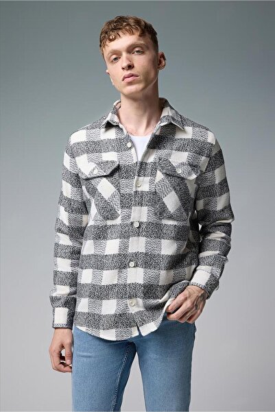 VENA Регулярний крій Картатий сорочка-чорний - Екрю