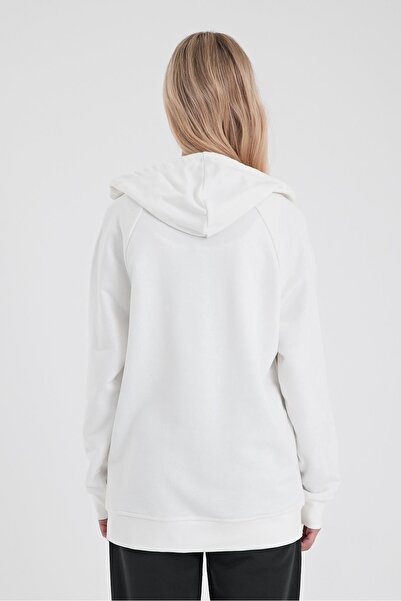 VENA Grace Hooded Zippered Regular Fit Basic Sweatshirt-Ivory