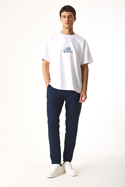 VENA Alfred Beli Elasticated Smart Trousers-Navy Blue