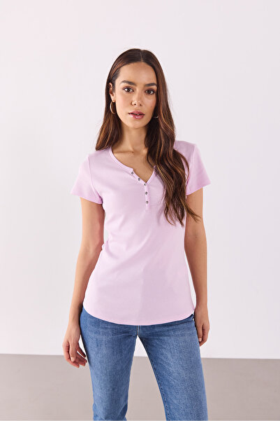 VENA Tricou mulat cu nasturi Matilda - LILA