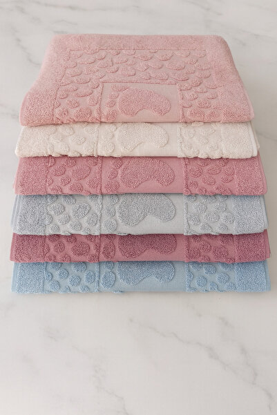 EMİLLİE AYAK İZLİ TAŞ JAKARLI HAVLU PASPAS 6 LI SET (50X70CM)