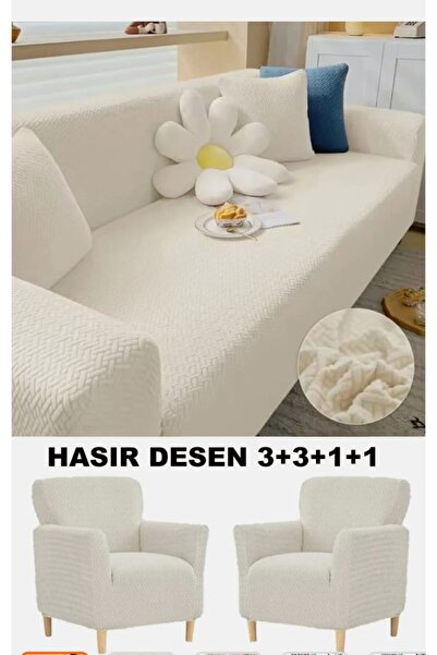 NEFİS HOME HASARLİ3+3+1+1 Lastikli Koltuk TAKIMI Kılıfı. Çekyat Koltuk Örtüsü...