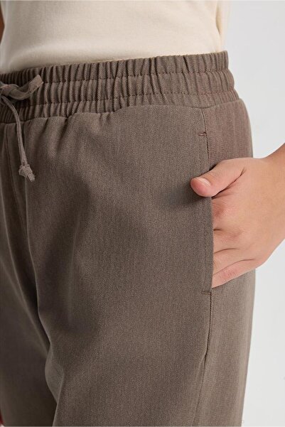 VENA Alian Beli Elastic Formal Soft Textured Trousers - Mink