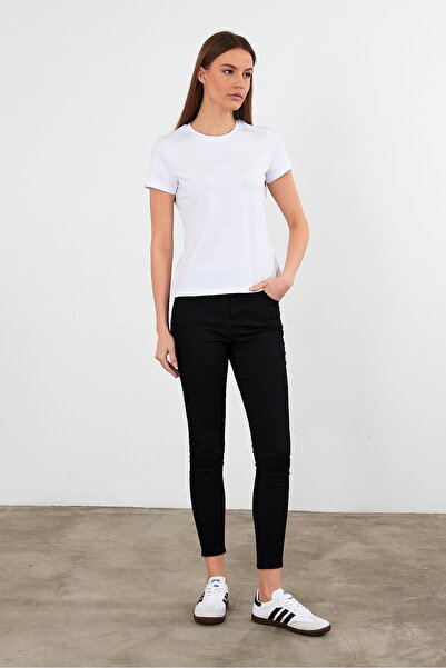 VENA Μπλουζάκι Rachel με λαιμόκοψη Slim Fit Basic-Λευκό