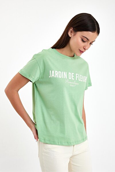 VENA Jardin Printed Crew Neck T-Shirt-Çağla