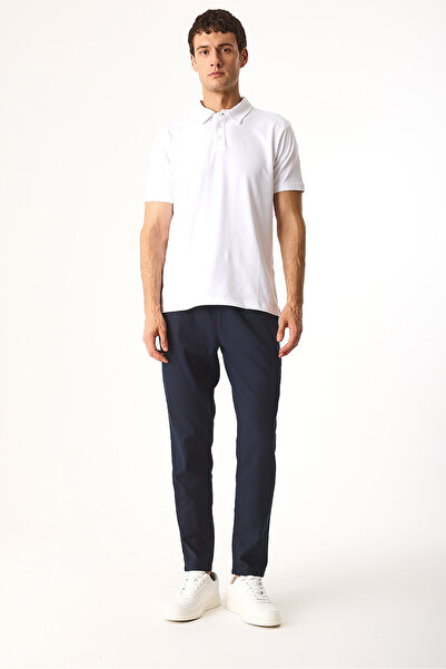 VENA Alfred Beli Elasticated Linen Trousers-Navy Blue