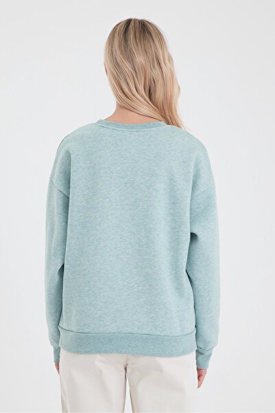 VENA Φούτερ με λογότυπο Cindy με λαιμόκοψη και ανάγλυφο σχέδιο-Μέντα