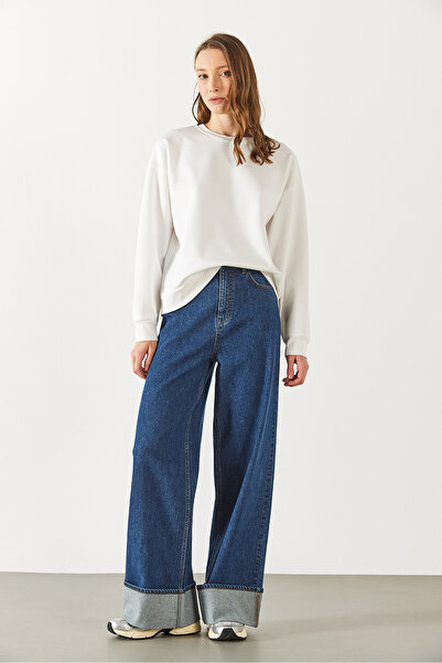 VENA Rhona Crew Neck Cotton Sweatshirt - Ivory