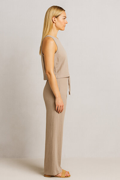 VENA Krinkle Textured Trousers - Gray