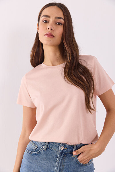 VENA Ποδηλατικό λαιμό - Μπλουζάκι Regular Fit Modal ΠΟΥΔΡΑ