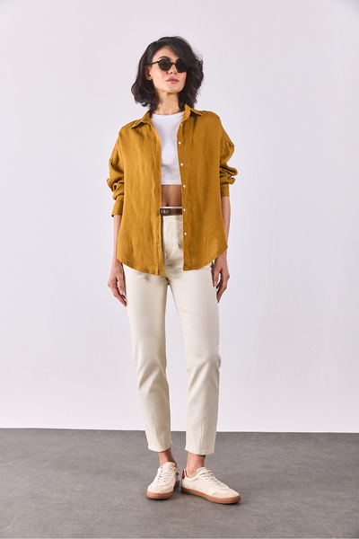 VENA Alina Oversize Linen Shirt - Copper