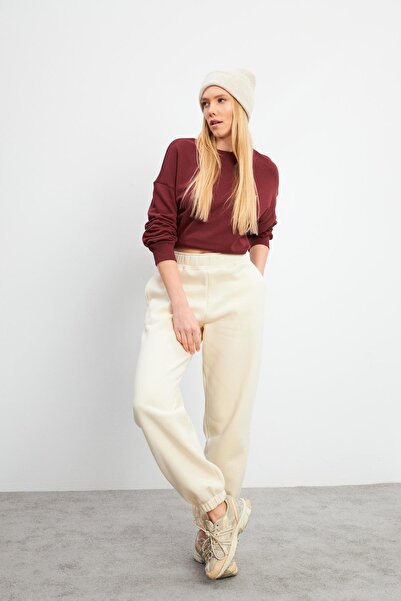 VENA Elastic Waist Oversize Jogging Pants-Bone