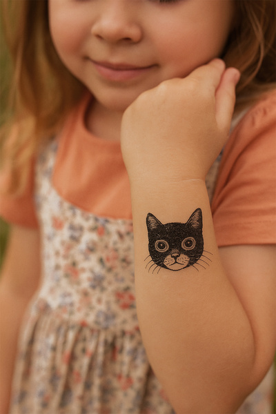 Flash Tattoos® Kedisever Işıltılı Geçici Dövme