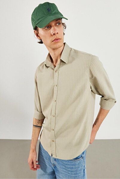 VENA Сорочка прямого крою в смужку - бежева в смужку