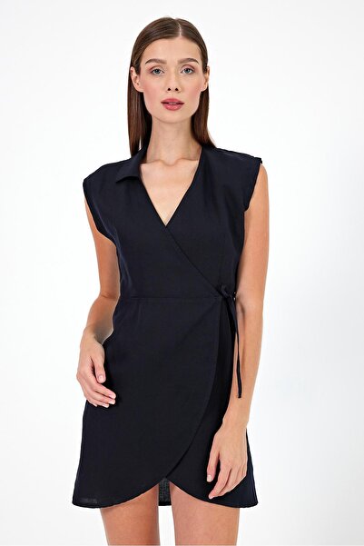 VENA Φόρεμα από λινό Georgina-Μαύρο