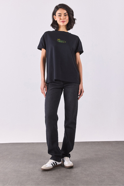 VENA Μπλουζάκι με στάμπα Sunshine - ΜΑΥΡΟ