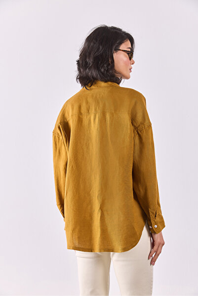 VENA Alina Oversize Linen Shirt - Copper