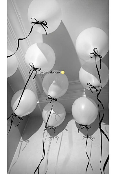 PISPISBALONCUK Beyaz Balon Siyah Kurdele Dark Feminine Soft Gothic doğum günü...