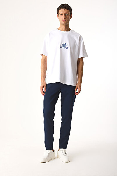 VENA Alfred Beli Elasticated Smart Trousers-Navy Blue