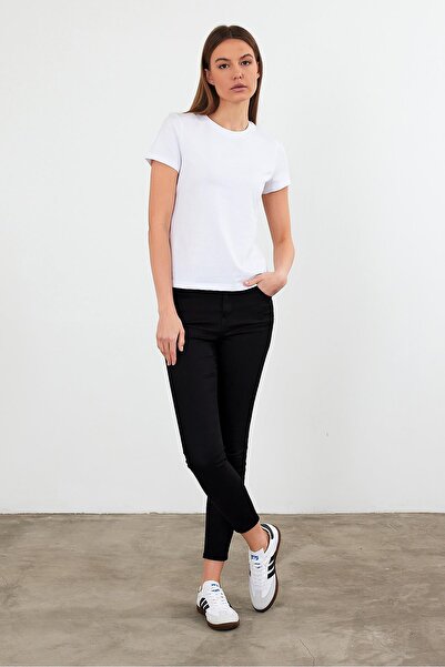 VENA Rachel Crew Neck Slim Fit Basic T-Shirt-White