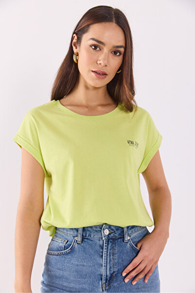 VENA Cindy Vena Logolu Tişört - LIME