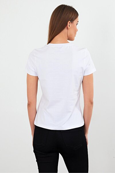 VENA Μπλουζάκι Rachel με λαιμόκοψη Slim Fit Basic-Λευκό