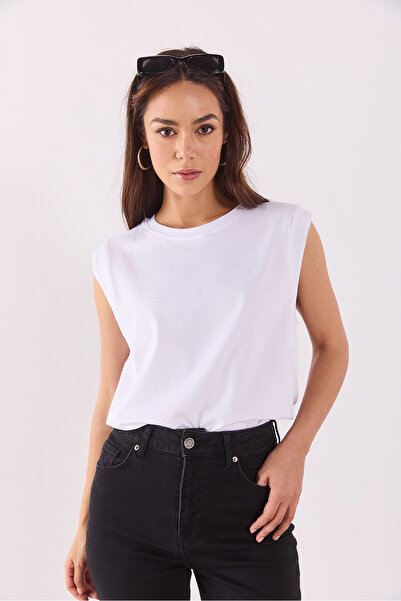 VENA Αμάνικο βαμβακερό μπλουζάκι Crew Neck - ΛΕΥΚΟ