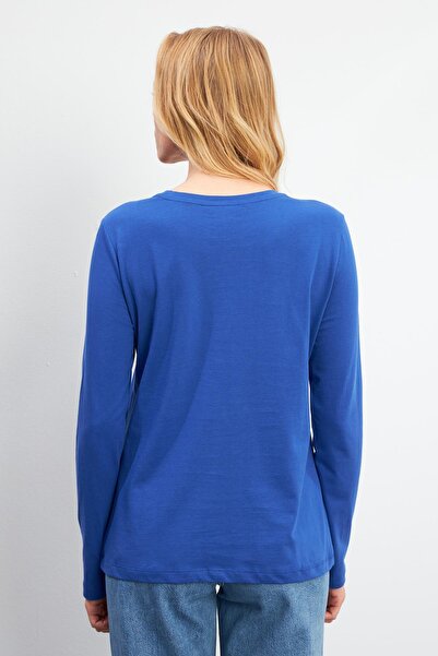 VENA Μπλουζάκι Gloria με λαιμόκοψη με μακρύ μανίκι Basic-Sapphire