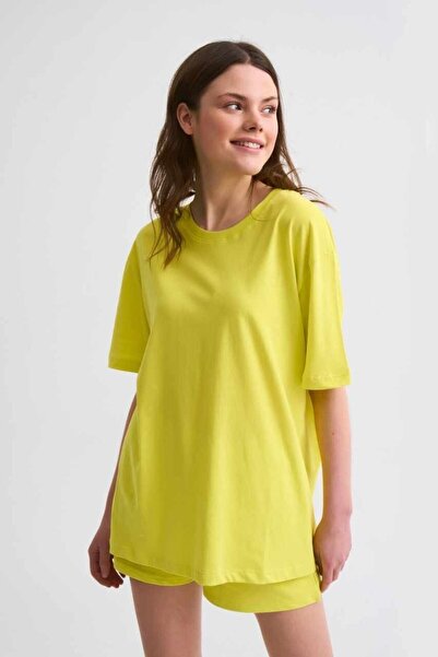 THERECOLOR Organic Short Sleeve Women's T-Shirt Regular Fit Yellow