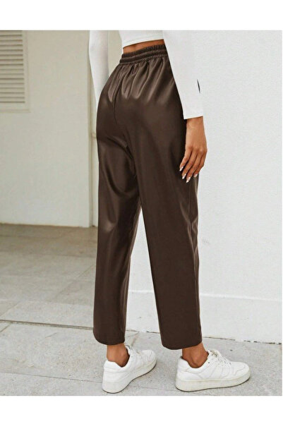 ALPACO Women's High Waist Lace-Up Leather Pants