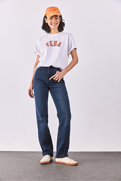 VENA Marrakesh Premium Μπλε Μαύρο Ψηλόμεσο ίσιο τζιν παντελόνι - ΜΠΛΕ ΜΑΥΡΟ