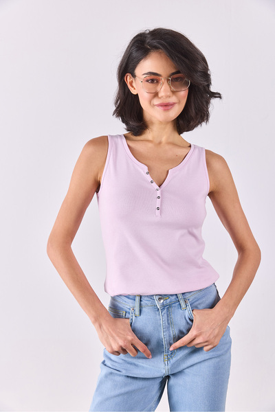 VENA Matilda Button Detailed Fitted Tank Top - Lila