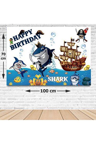 Parti Dükkanım Banner za rođendan s piratskom ajkulom 70*100 cm