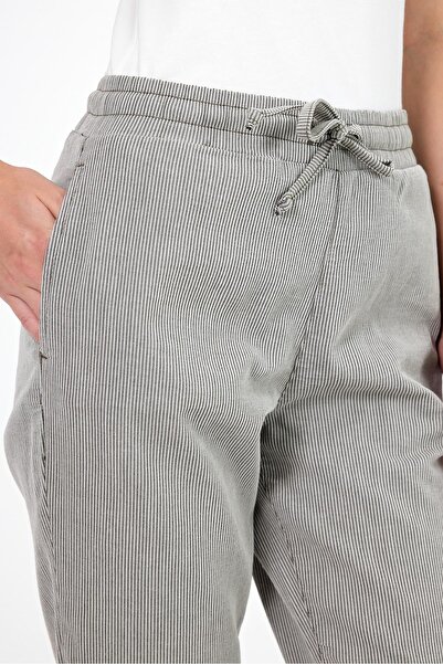 VENA Παντελόνι Alian με ελαστική μέση-Ριγέ χακί