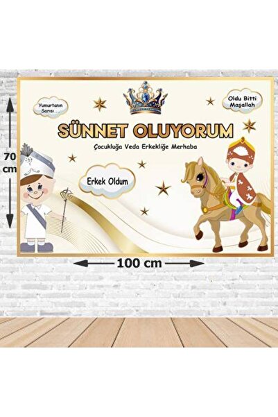 Parti Dükkanım Banner za obrezivanje, krem zlatna boja, 70*100 cm