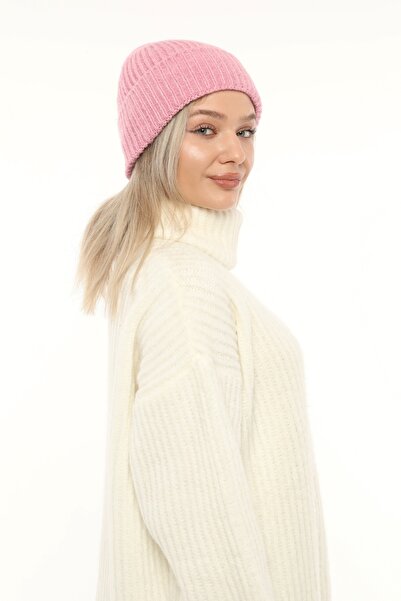 Aghilo Μάλλινο χειμερινό καπέλο με κορδόνια – Ροζ σε σκόνη