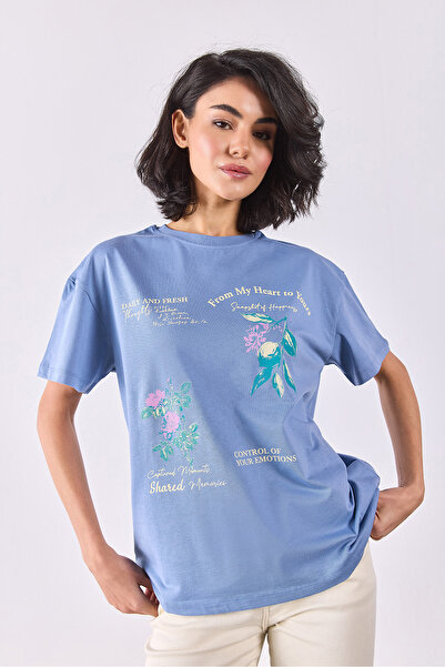 VENA Tricou cu imprimeu Daily Fresh - SKY BLUE
