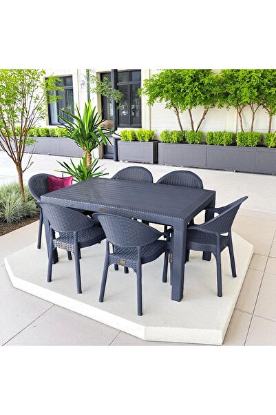 nar sokağı Bambu 90x150 Cm Camsız Rattan Bahçe Balkon Masa Takımı