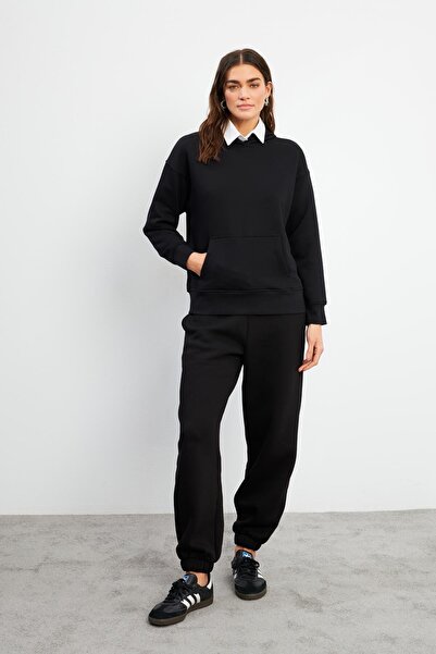 VENA Γυναικείο φούτερ με κουκούλα Basic Hoodie-Μαύρο