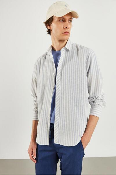 VENA Стівен Регулярний крій Смугаста сорочка Оксфорд - Смугаста синя